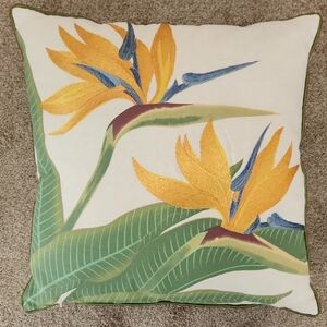 Tropical Bird Of Paradise Pillow Embroidered 16" Square
